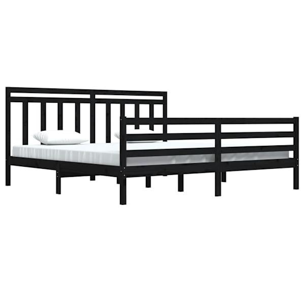 vidaXL Sängram svart massivt trä 200x200 cm Svart