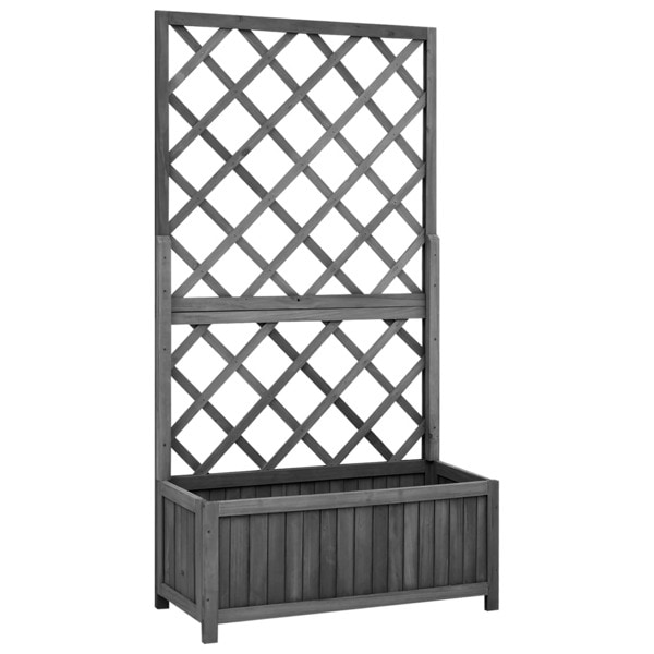 vidaXL Odlingslåda med spaljé svart 70x30x135 cm massivt granträ Svart