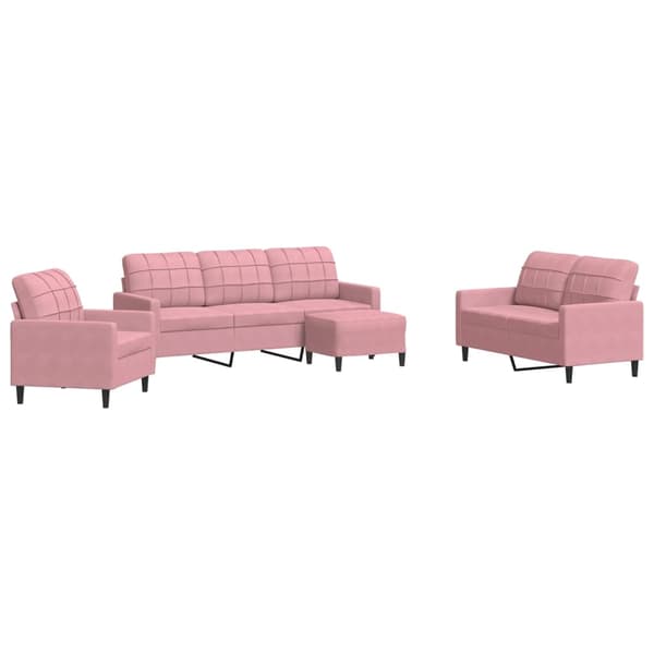vidaXL Soffgrupp med dynor 4 delar rosa sammet Rosa