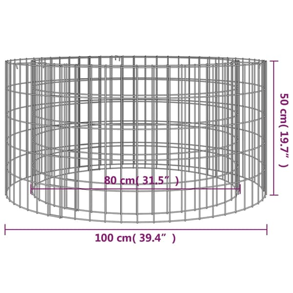 vidaXL Gabion för eldstad Ø 100 cm galvaniserat järn Silver
