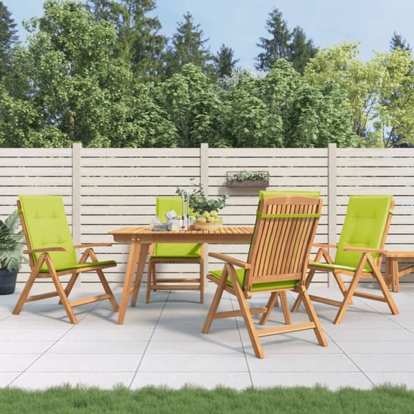 vidaXL Fällbara fåtöljer med dynor, 4 st, massivt trä, teak Brun