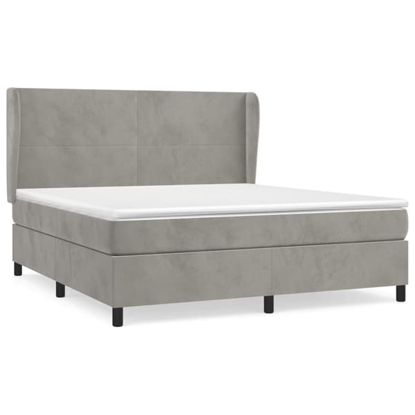 vidaXL Ramsäng med madrass ljusgrå 180x200 cm sammet Grå
