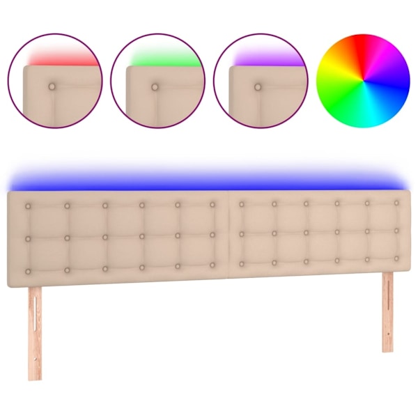 vidaXL Sänggavel LED cappuccino 200x5x78/88 cm konstläder Brun