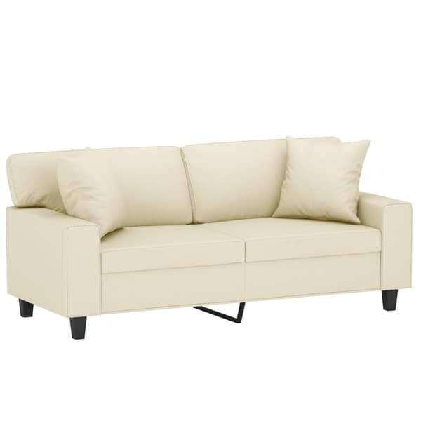 vidaXL 2-sits soffa med prydnadskuddar gräddvit 140 cm konstläder Kräm