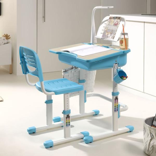 Vipack Justerbart skrivbord med stol Comfortline 301 ljusblå och multifärg