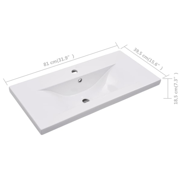 vidaXL Inbyggt handfat 81x39,5x18,5 cm keramik vit Vit