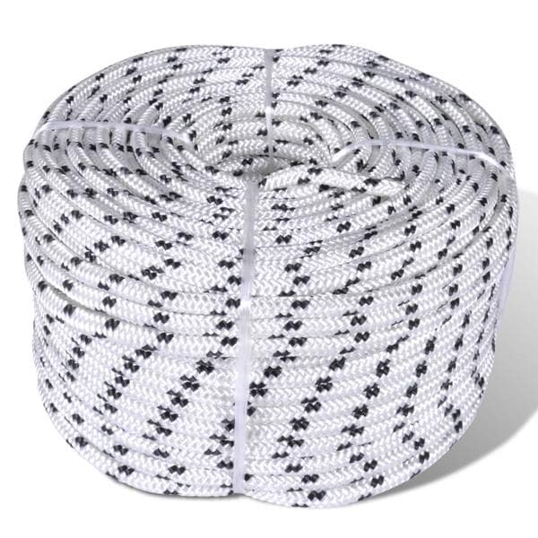 vidaXL Båtlina flätad 12 mm x 250 m polyester vit
