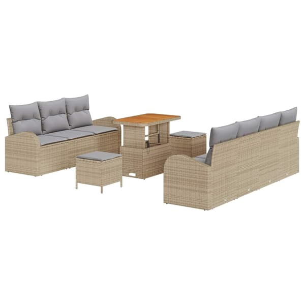vidaXL Trädgårdsoffset 10 st Beige konstrotting Beige