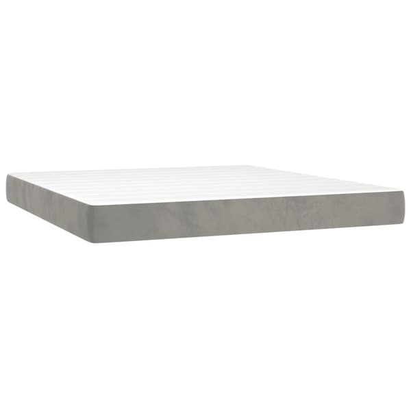 vidaXL Ramsäng med madrass ljusgrå 160x200 cm sammet Grå