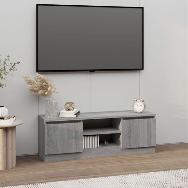vidaXL TV-bänk med dörr grå sonoma 102x30x36 cm Grå