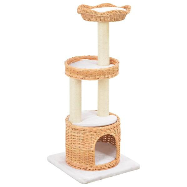 vidaXL Katt Klösträd med klöspelare i sisal & naturlig pil Brun