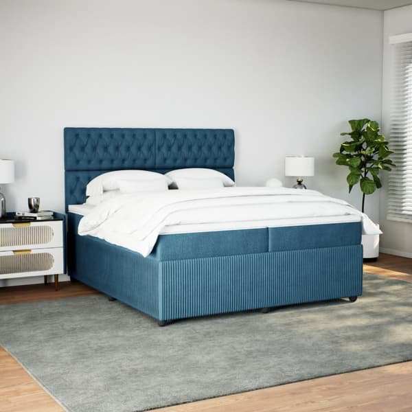 vidaXL Ramsäng med madrass blå 200x200 cm sammet Blå