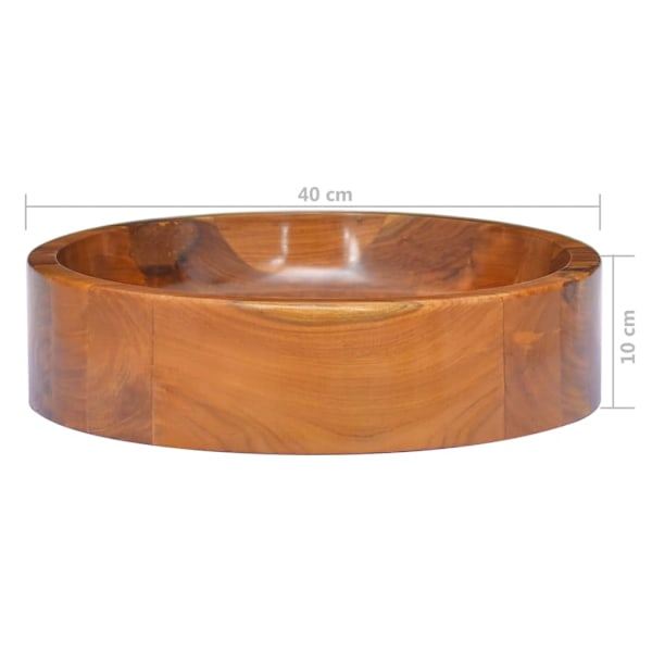 vidaXL Handfat i massiv teak Φ40x10 cm Brun