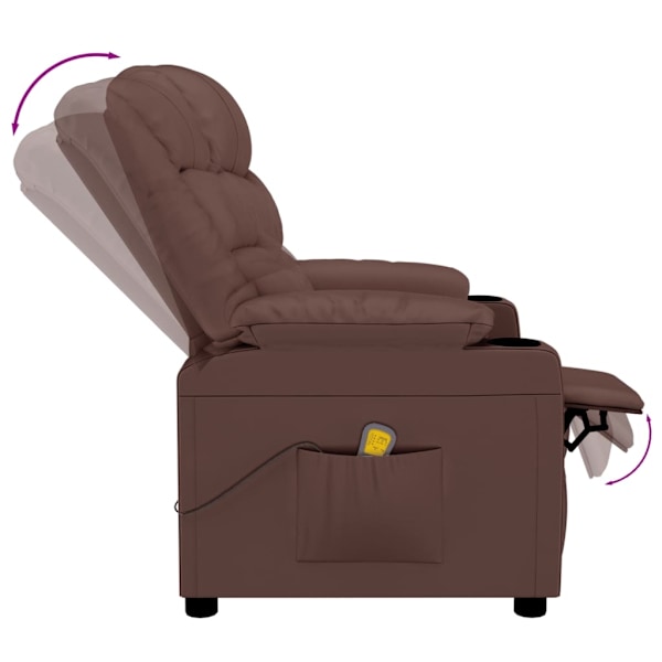 vidaXL Massagefåtölj brun konstläder Brun