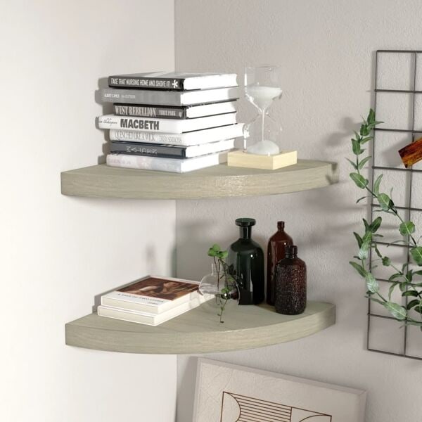 vidaXL Svävande hörnhyllor 2 st ek 35x35x3,8 cm MDF Brun