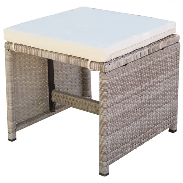 vidaXL Trädgårdsmöbelset grå konstrotting 11 delar Beige