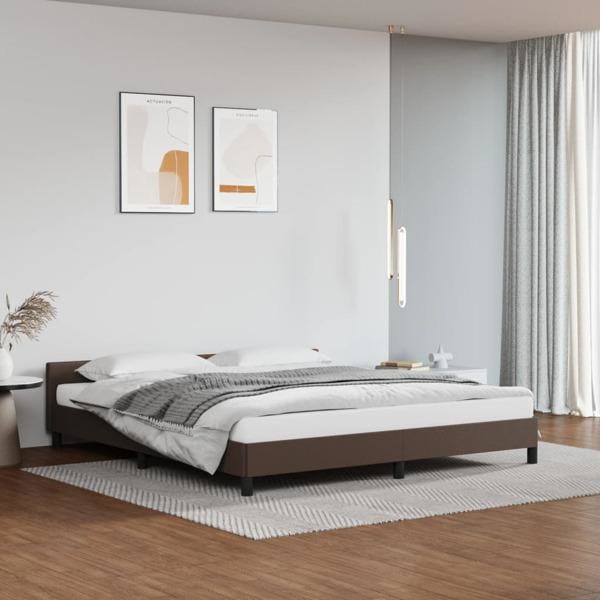 vidaXL Sängram med huvudgavel brun 160x200 cm konstläder Brun
