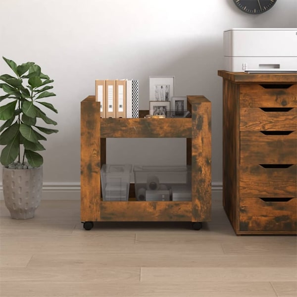 vidaXL Skrivbordsvagn rökfärgad ek 60x45x60 cm konstruerat trä Brun