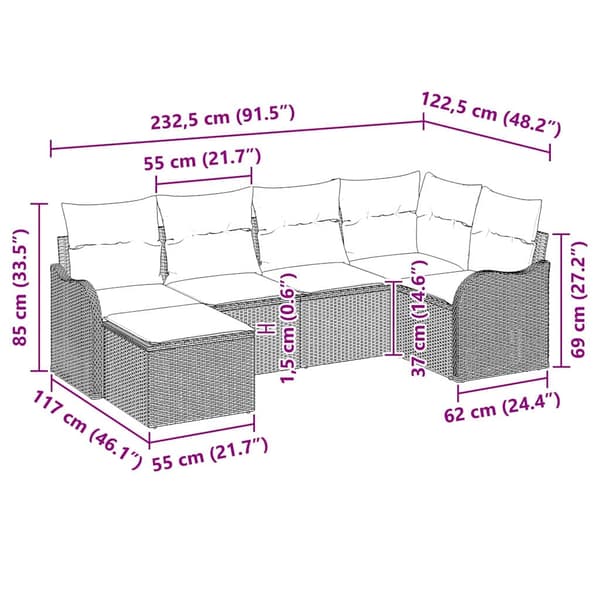 vidaXL Trädgårdsoffset Beige konstrotting Beige