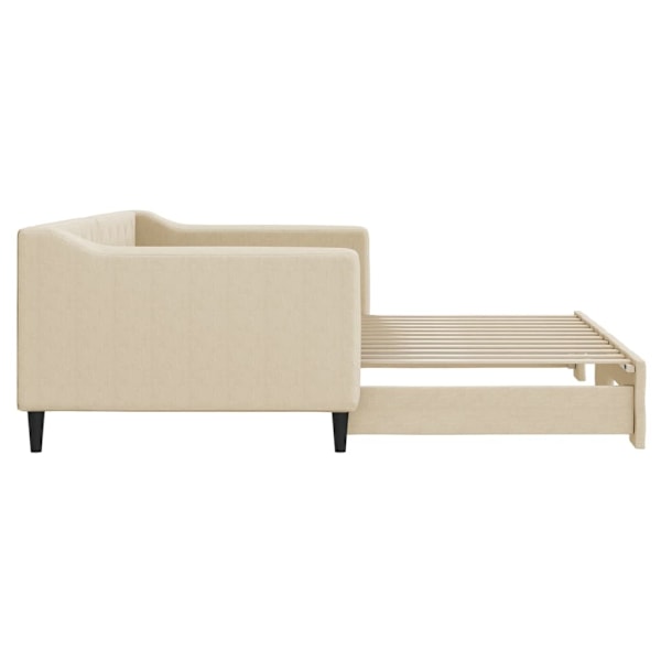 vidaXL Dagbädd utdragbar gräddvit 90x200 cm tyg Kräm
