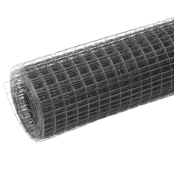 vidaXL Hönsnät stål med PVC-beläggning 10x1 m grå grå
