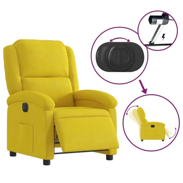 vidaXL Elektrisk Reclinerfåtölj gul sammet Gul