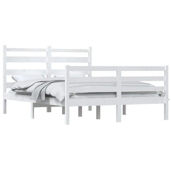 vidaXL Sängram massiv furu 140x200 cm Vit