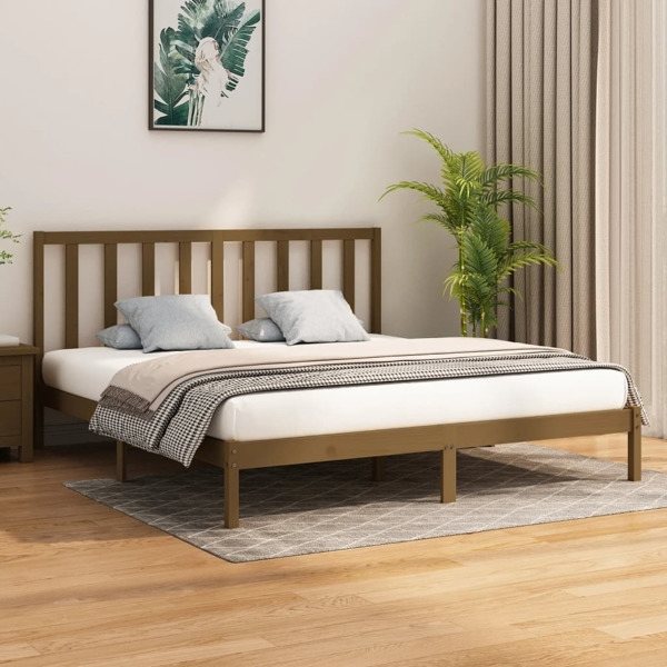 vidaXL Sängram honungsbrun massivt trä 200x200 cm Brun