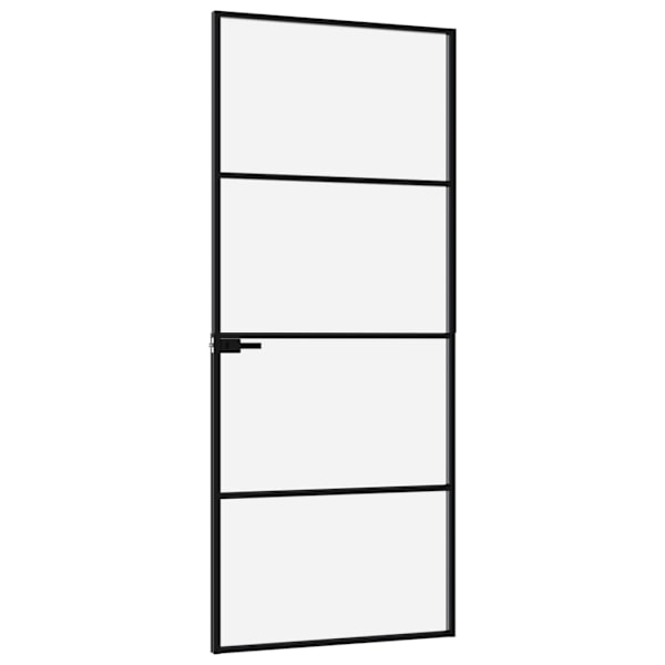 vidaXL Innerdörr 83x201,5 cm härdat glas och aluminium slim Svart
