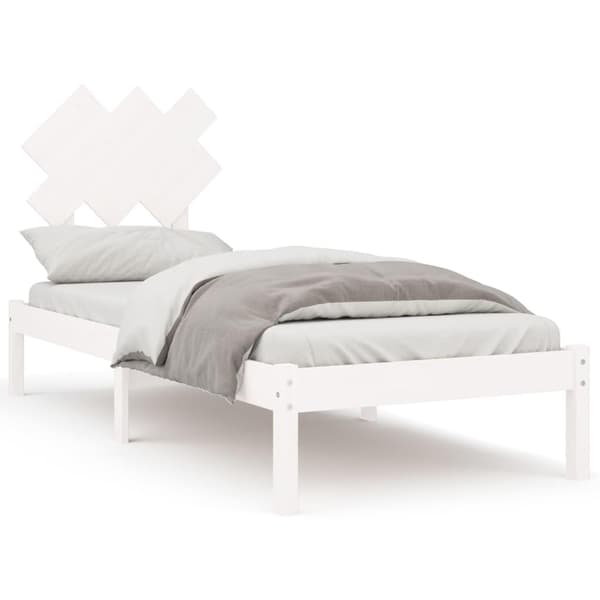 vidaXL Sängram massivt trä 75x190 cm vit Vit