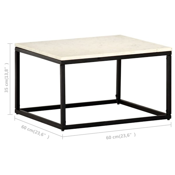 vidaXL Soffbord vit 60x60x35 cm äkta sten med marmorstruktur Vit