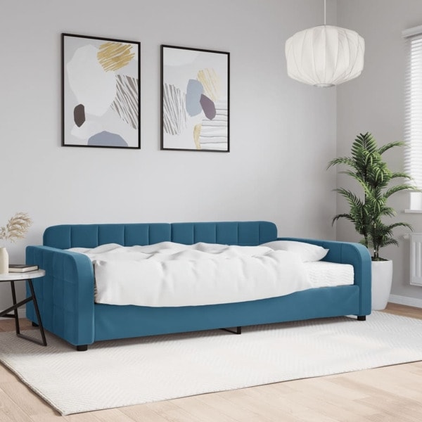 vidaXL Dagbädd med madrass blå 100x200 cm sammet Blå