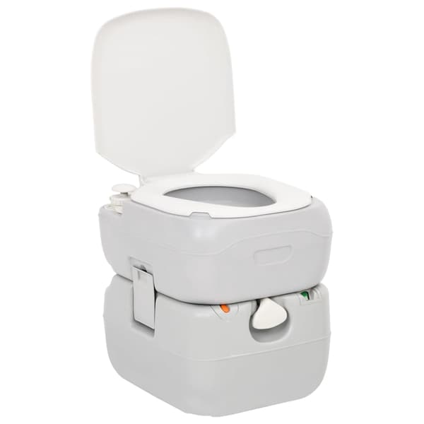 vidaXL Bärbar campingtoalett grå och vit 22+12 L HDPE