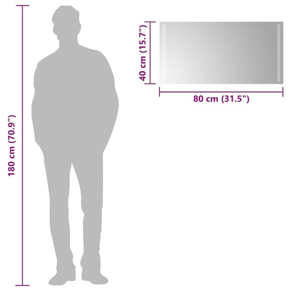 vidaXL Badrumsspegel LED 80x40 cm Transparent