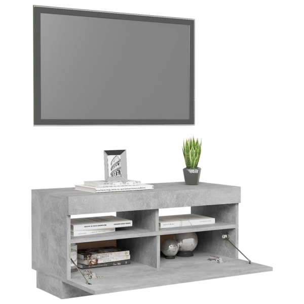 vidaXL TV-bänk med LED-belysning betonggrå 80x35x40 cm grå
