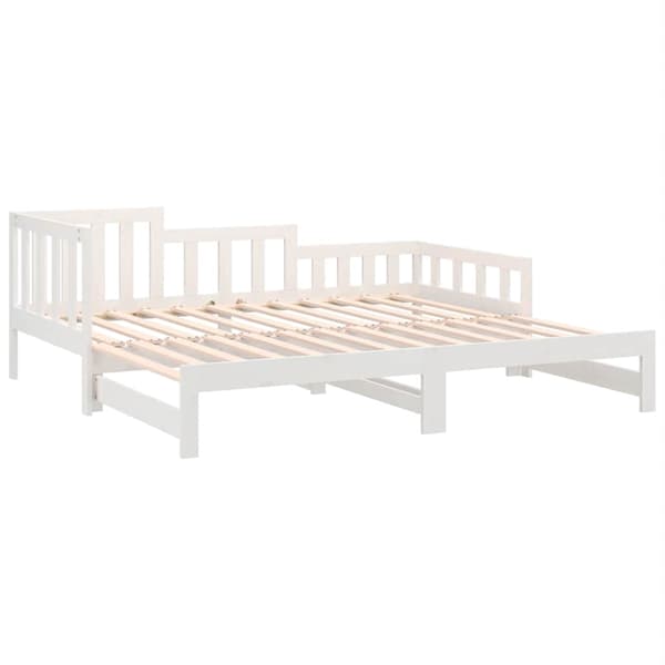 vidaXL Utdragbar dagbädd vit 90x190 cm massiv furu Vit