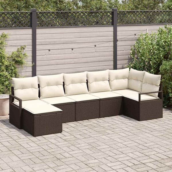 vidaXL Soffset 7 st Brun och Kräm konstrotting Brun