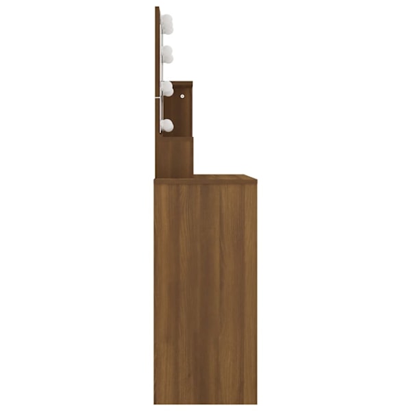 vidaXL Sminkbord med LED brun ek 86,5x35x136 cm Brun