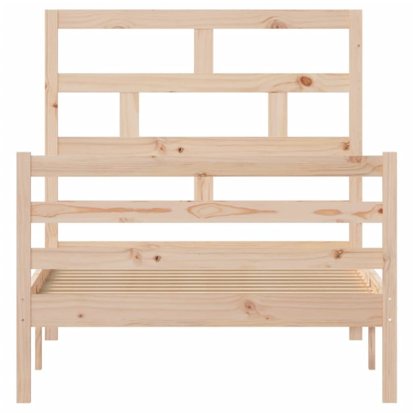 vidaXL Sängram massiv furu 100x200 cm enkelsäng Brun