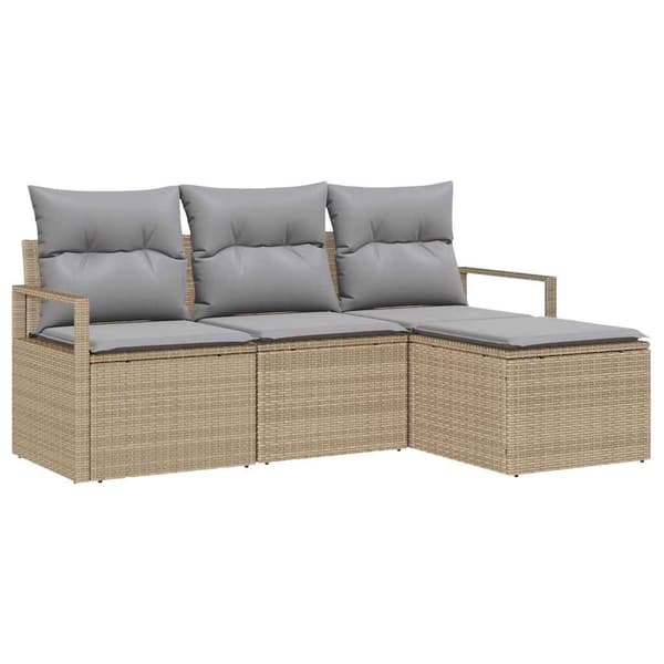vidaXL Soffset 4 st Beige konstrotting Beige