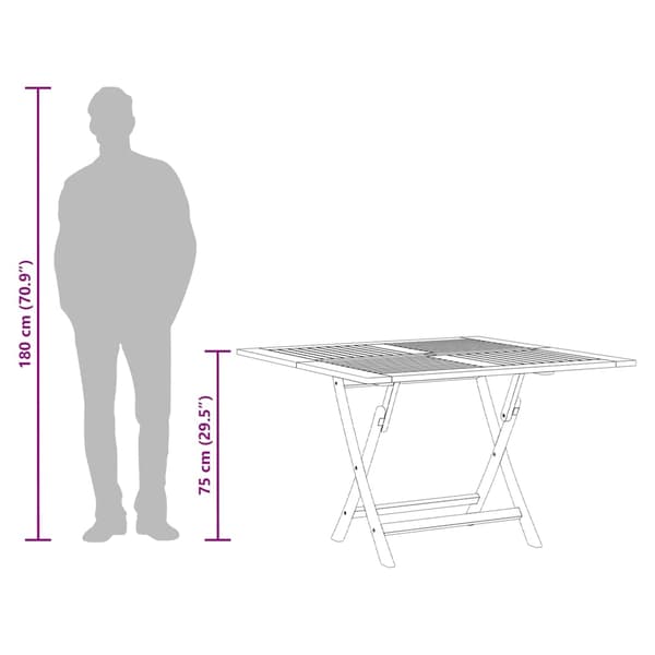 vidaXL Hopfällbart trädgårdsbord Ø 110x75 cm massiv teak Brun