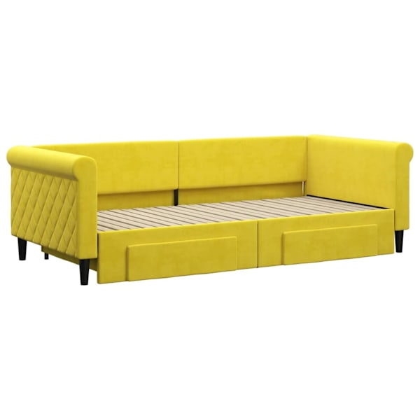 vidaXL Dagbädd utdragbar med lådor gul 90x200 cm sammet Gul