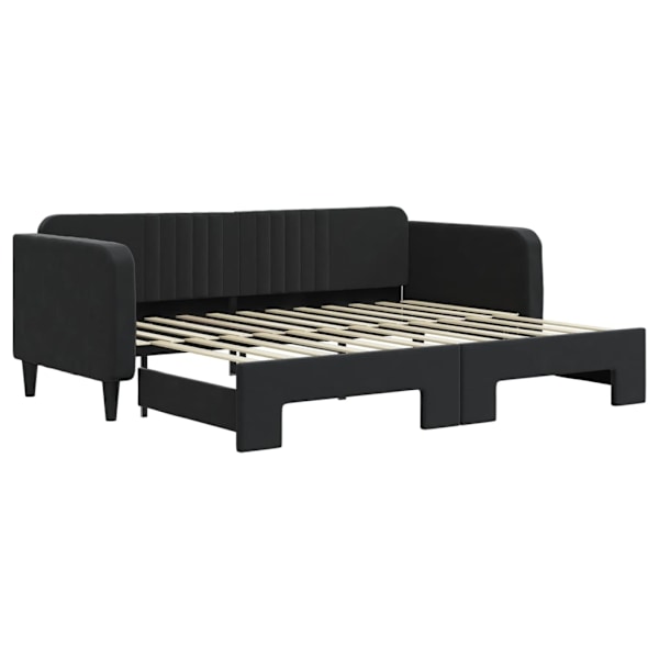 vidaXL Dagbädd utdragbar svart 90x200 cm sammet Svart