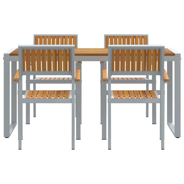 vidaXL Trädgårdsmöbelset 5 st Grå Massivt Akaciaträ Grå