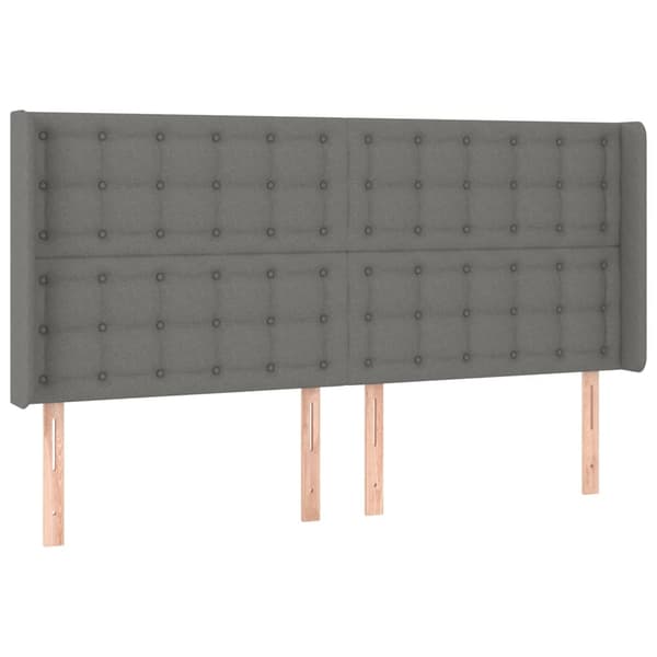 vidaXL Ramsäng med madrass & LED mörkgrå 200x200 cm tyg Grå