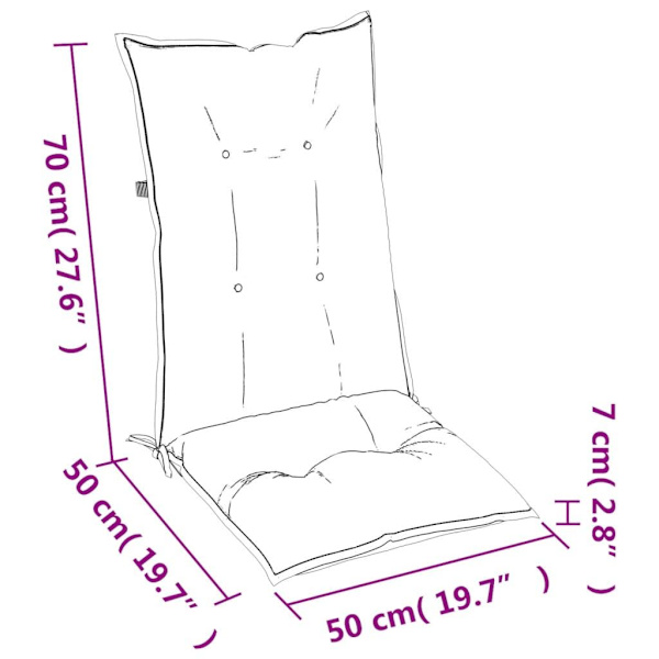 vidaXL Stolsdynor 2 st grå 120x50x7 cm tyg grå