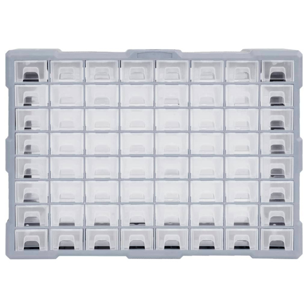 vidaXL Sortimentskåp med 64 lådor 52x16x37,5 cm grå