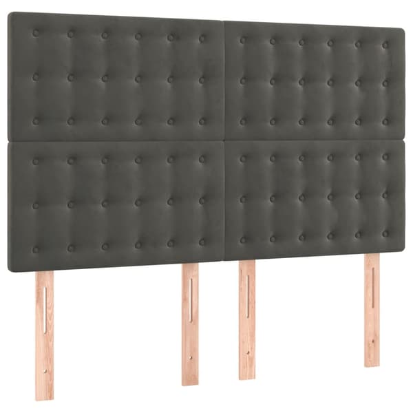 vidaXL Sänggavel LED mörkgrå 144x5x118/128 cm sammet Grå