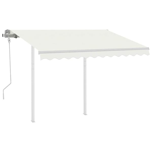 vidaXL Markis med stolpar manuellt infällbar 3x2,5 m gräddvit Creme