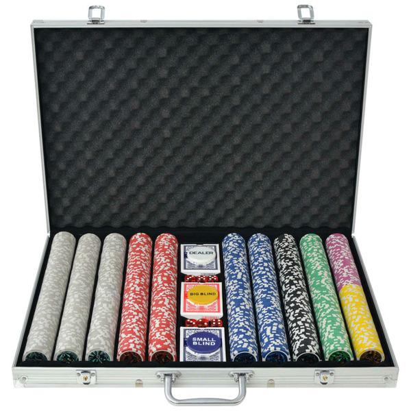 vidaXL Pokerset med 1000 laser-marker aluminium Flerfärgsdesign